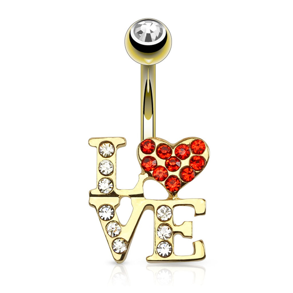 Love 14kt Gold Plated Belly Ring Belly Button Rings & Bars — Belly Bling