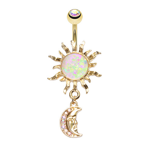 Opal Sun Moon Belly Ring
