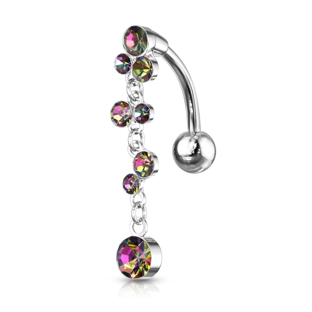 Multi Color Crystal Bubbles Belly Ring