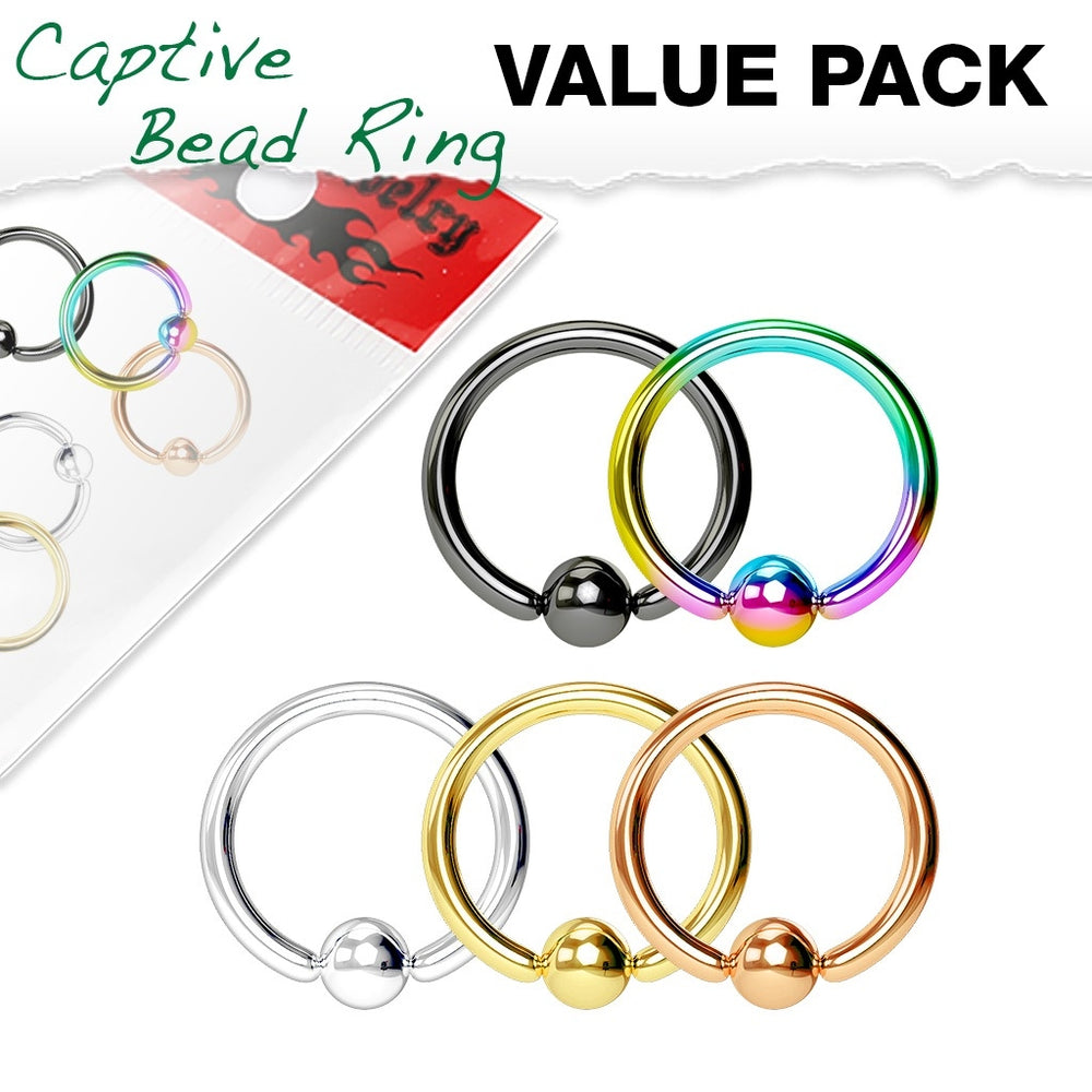 5 Pack Captive Bead Rings