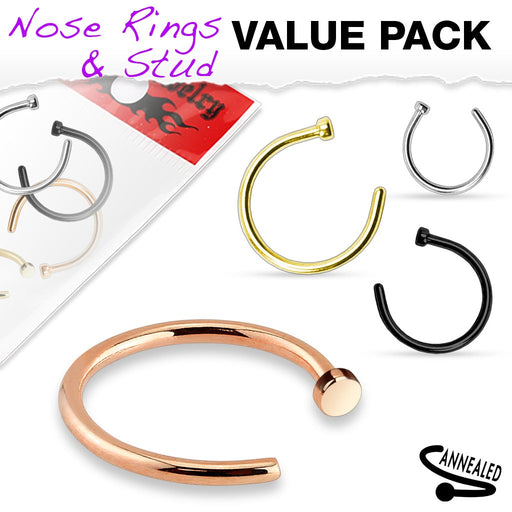 4 Pack Nose Hoop Rings
