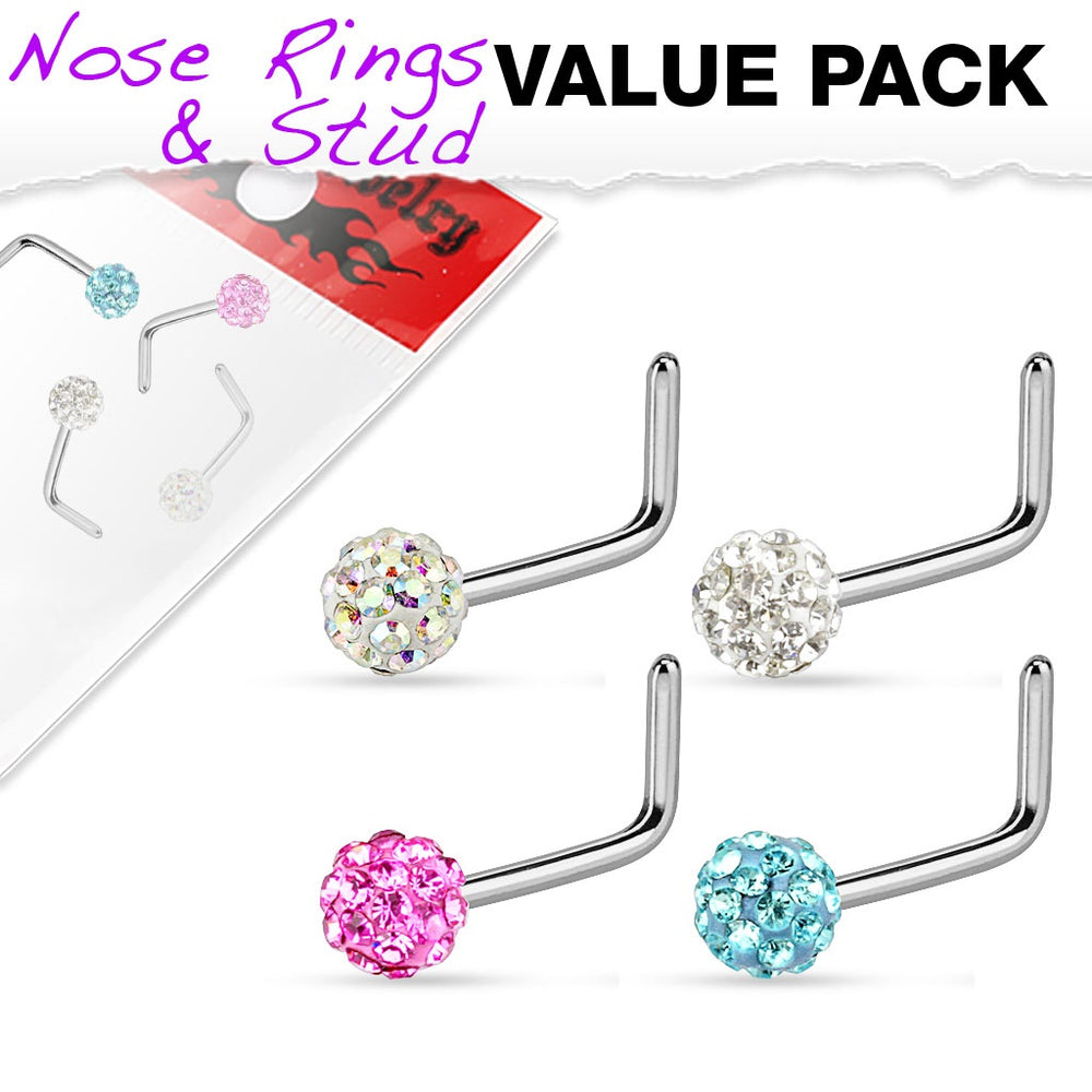 4 Pack Ferido L-Bend Nose Rings