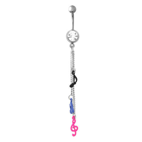 Music Notes Dangling Belly Ring