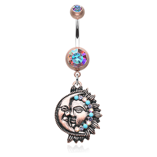 Vintage Boho Sun and Moon Belly Ring