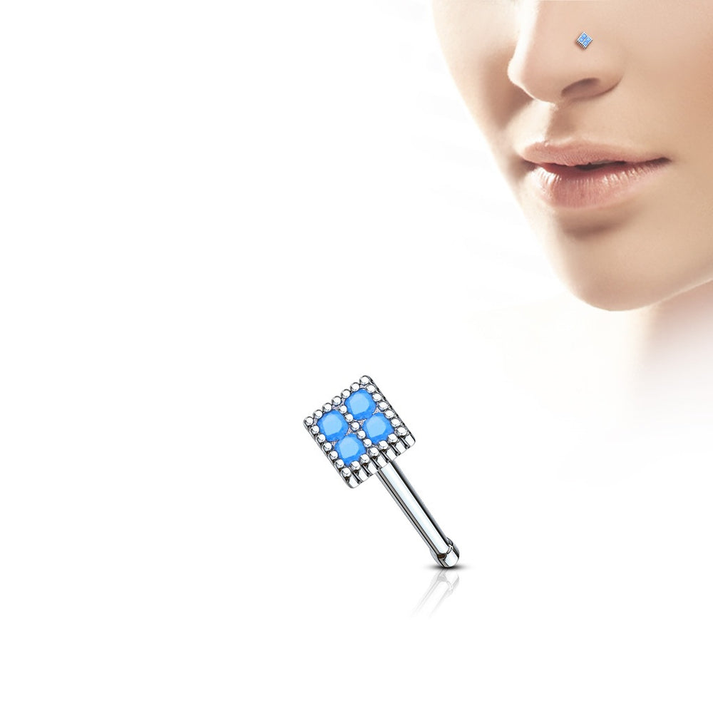 Blue Turquoise Square Nose Ring