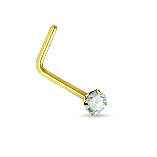 2mm CZ Top L-Bend Nose Ring