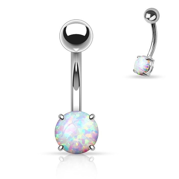 Opal Belly Ring Silver