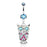 Multi Colored Dangling Owl Belly Ring