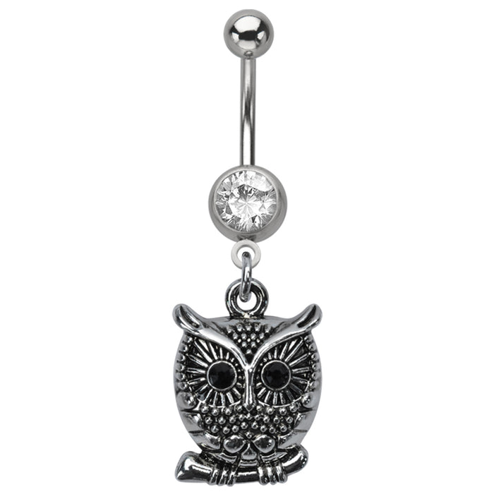 Silver Owl Belly Ring