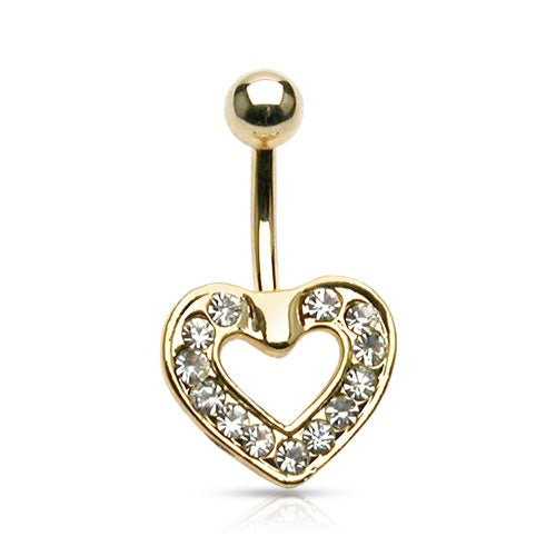 Gold Plated Pave Heart Belly Ring