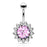 Large Pink CZ and Around Belly Ring
