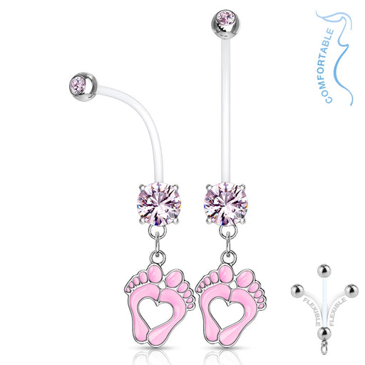 Pink Baby Feet Pregnancy Belly Ring
