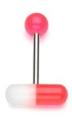 Pink UV Pill Tongue Ring — Belly Bling - Main Image