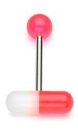 Pink UV Pill Tongue Ring