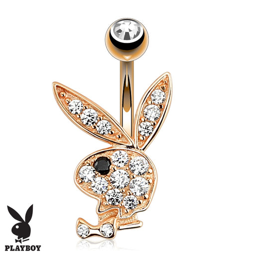 Playboy Multi Paved Gem Belly Ring-Rose Gold