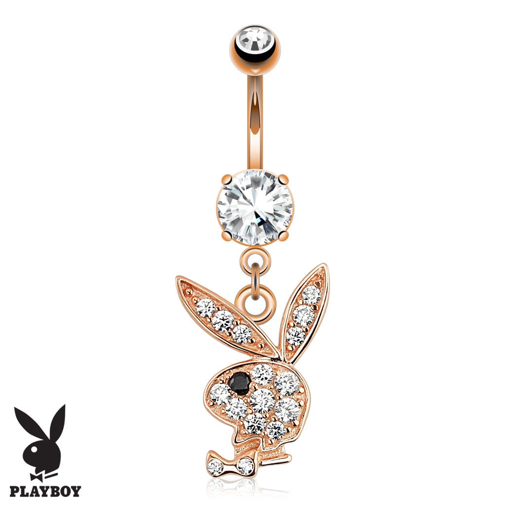 Playboy Bunny Rose Gold Belly Ring Belly Button Rings & Bars — Belly Bling