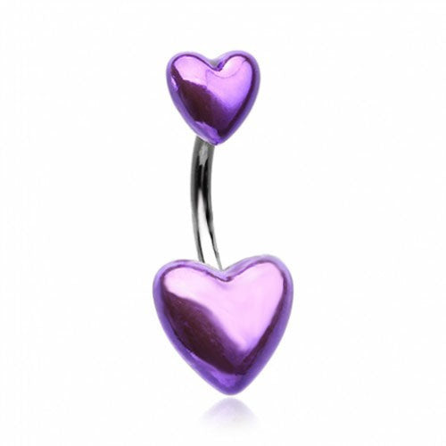 Two of Hearts Metallic Belly Ring