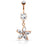 Rose Gold Flower with CZ Petals Belly Ring