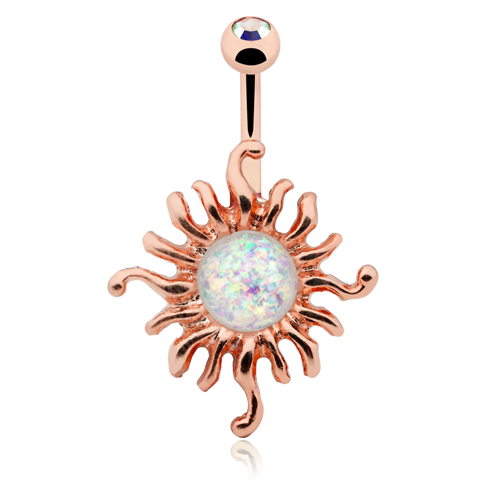 Rose Gold Illuminating Sun Opal Belly Ring