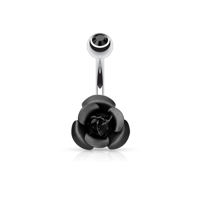 Metal Rose Belly Ring-Black
