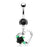 Heart with Rose Belly Ring - Black