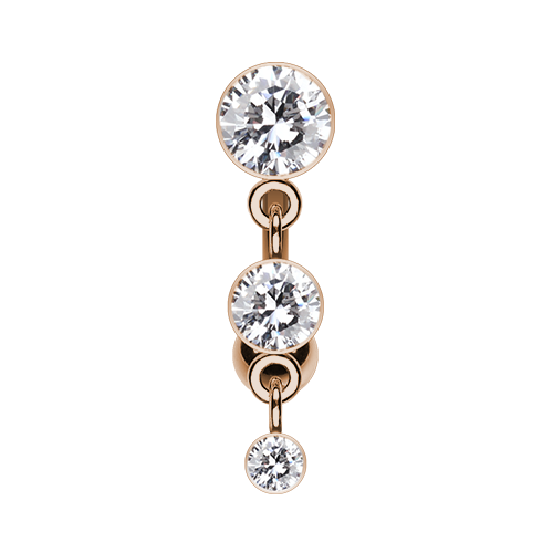 Rose Gold Triple Crystal Reverse Belly Ring