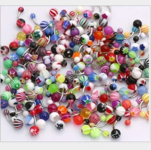 Set of 50 -14G Belly Button Navel Rings Mix Color Stainless Barbell