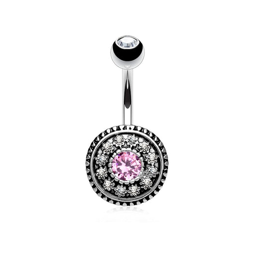 Pink Vintage Shield Belly Ring