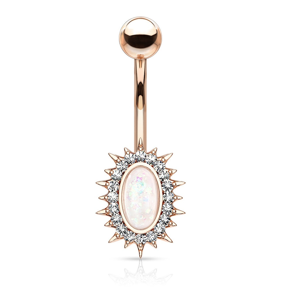 Rose Gold Sunburst Opal Belly Ring