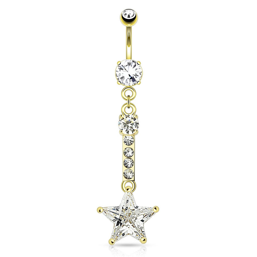 Star Dangling Belly Ring - Gold