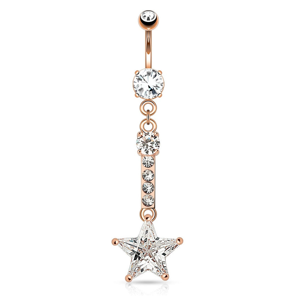 Star Dangling Belly Ring - Rose Gold