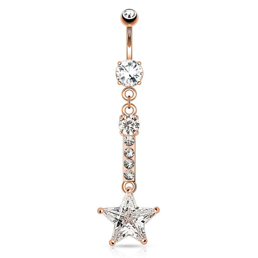 Star Dangling Belly Ring - Rose Gold