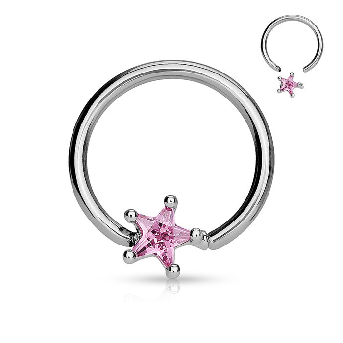Star Gem Captive Bead Ring-Pink