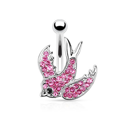 Pink Swallow Belly Ring