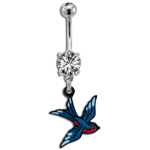 Tattoo Inspired Sparrow Belly Ring