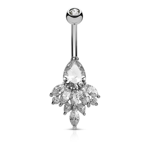 Teardrop Marquise CZ Belly Ring
