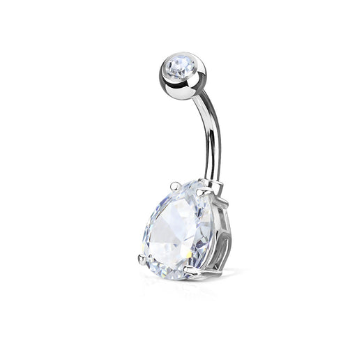 CZ Teardrop Belly Ring