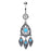 Turquoise Teardrop and Feather Belly Ring