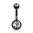 Clear Black Titanium Double Gem Belly Ring