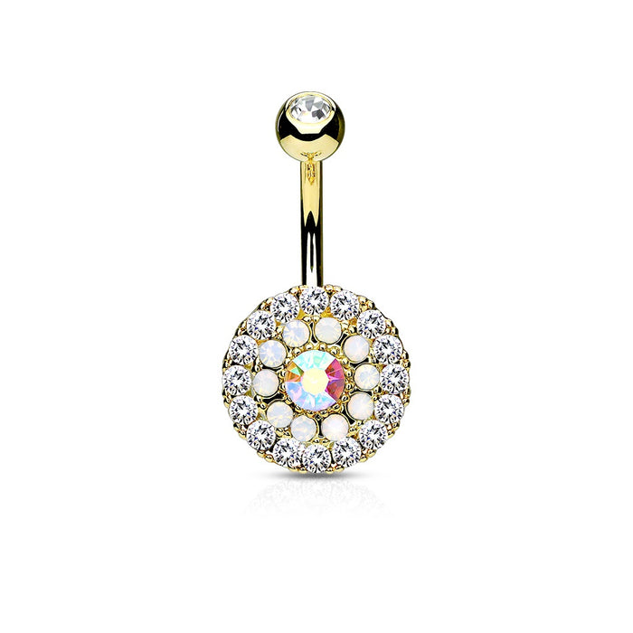 Gold Triple Tiered Crystal Belly Ring
