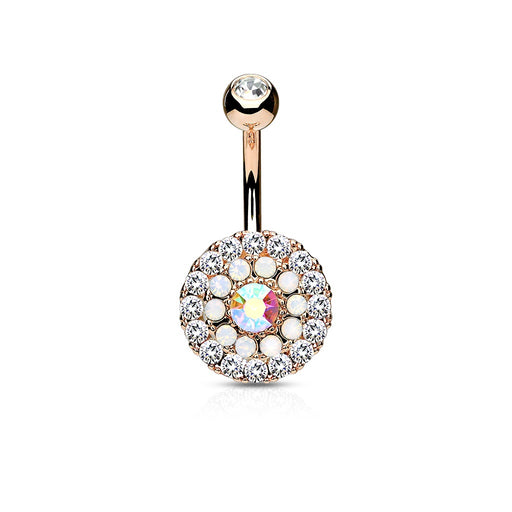 Rose Gold Triple Tiered Crystal Belly Ring
