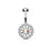 Silver Triple Tiered Crystal Belly Ring