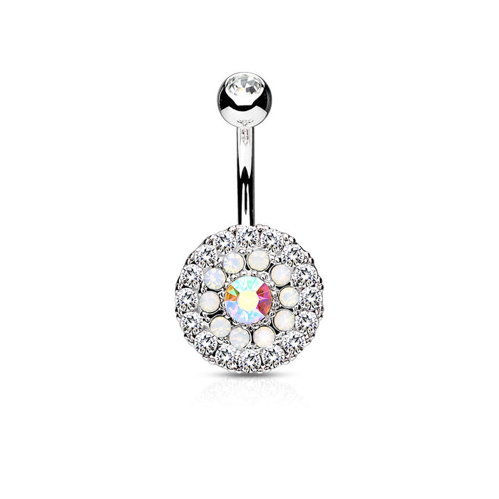 Silver Triple Tiered Crystal Belly Ring