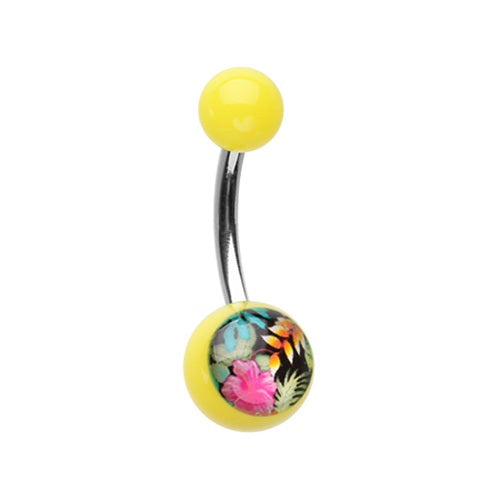 Acrylic Tropical Belly Ring Yellow