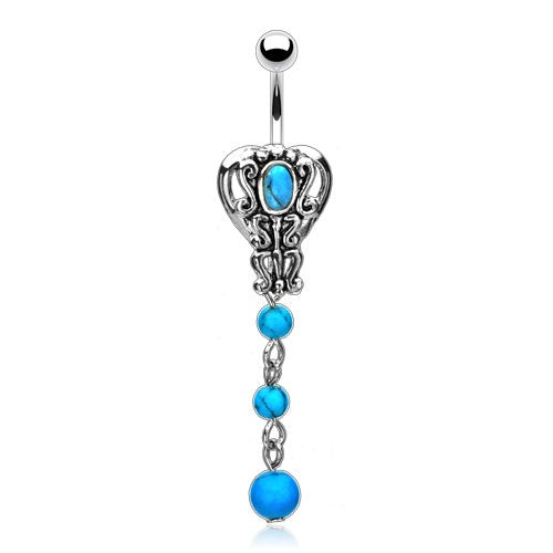 Turquoise Vintage Style Belly Ring Navel Piercing Jewelry & Belly Rings ...
