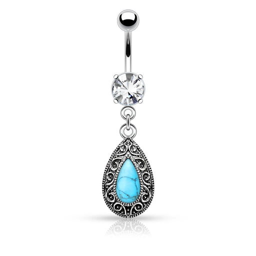 Turquoise Vintage Teardrop Belly Ring