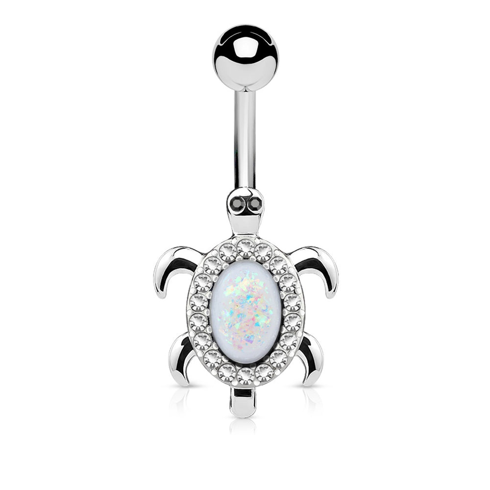 Opal Glitter Turtle Belly Ring