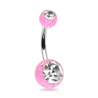 Ultra Glitter Belly Ring Pink