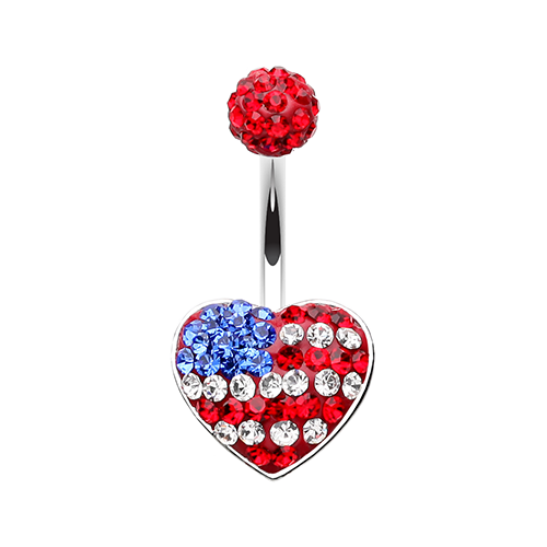 American Flag Heart Belly Ring