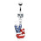 USA Peace Belly Ring with Heart Gem